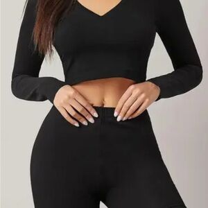 🖤Nikibiki Black Ribbed Workout Set